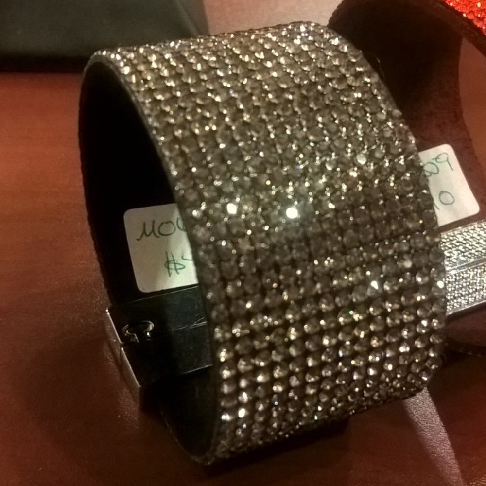 Gray Crystal Flex Cuff BLING New